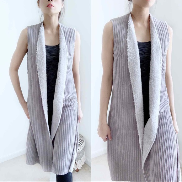 CORDUROY LONG VEST WITH SHEARLING SHERPA LINED- CORDUROY - Picture 11 of 14